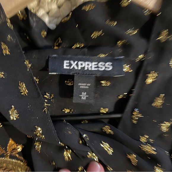Express Long Sleeve Dress in Black with Gold and Bronze Embroidered Floral - Picture 5 of 11